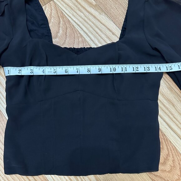 Abercrombie & Fitch Long-Sleeve Sweetheart Puff Sleeve Top - Black Size Small - Picture 5 of 11